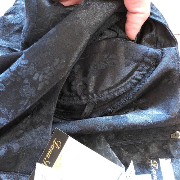 Dana Scott NWT Vintage 1980s Tea Length Black Satin Formal Dress Size 11/12 - Picture 9 of 10